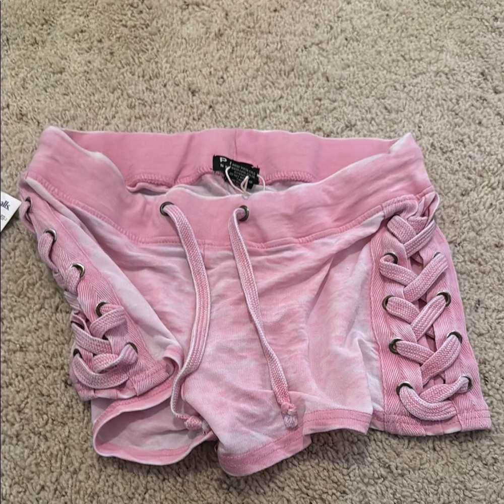 Pink Lace-Up Women's Shorts
